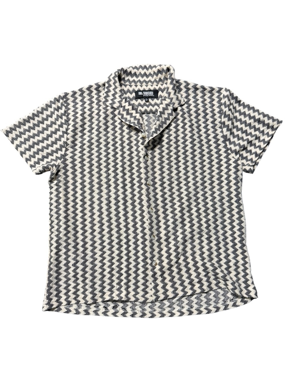 San Francisco Work Shirts Men’s Large Zig Zag Button Shirt Black White